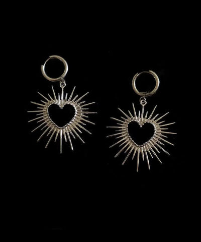Chic Silk Alloy Hollow Out Love Hoop Earrings