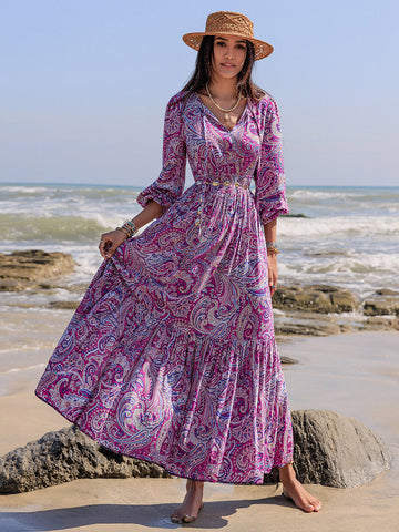 Strand-Maxikleid mit Ballonärmeln