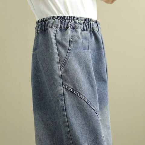 Women Summer Casual Loose Patchwork Denim Shorts