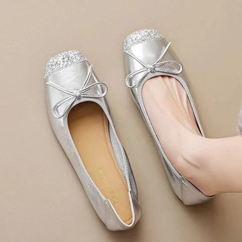 Frauen Wohnungen Bogen Ballett Tanz Schuhe Elegant Flach Weiche Sohle Sandalen 2024 Herbst Designer Neue Schuhe Kleid Party Mujer Zapatillas