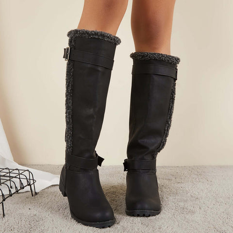 Warm Knee High Snow Boots Winter Fur Lined Riding Boots