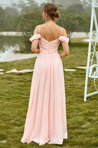 Schulterfreies, roséfarbenes Brautjungfernkleid