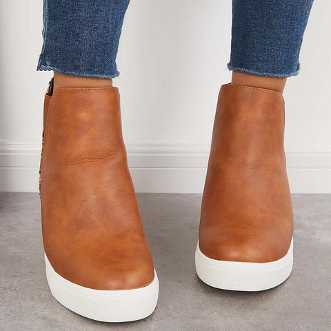 Slip on Hidden Wedge Sneakers Platform Wedge Booties