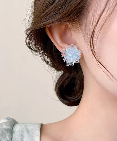 Original Design Blue Acrylic Floral Stud Earrings