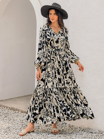 Resort Maxi-Langarmkleid
