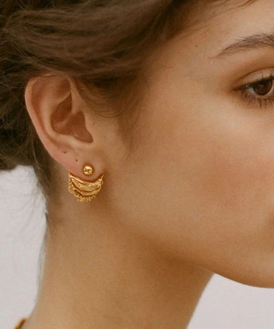 Style Golden Crescent Shape Copper Stud Earrings