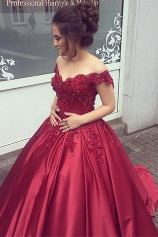 Delicate Off-the-shoulder Beading Ball Gown Formal Dresses