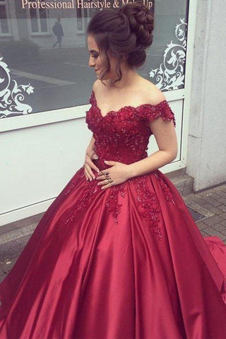 Delicate Off-the-shoulder Beading Ball Gown Formal Dresses