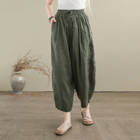 Women Summer Minimalist Loose Linen Pants