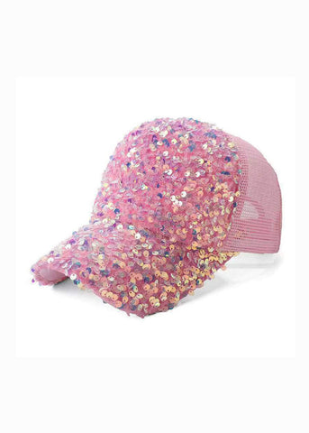 Schicke, atmungsaktive Baseballkappe mit rosa Pailletten