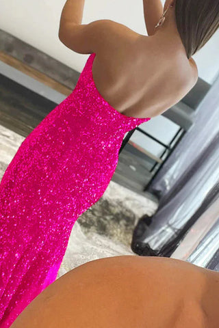 Trägerloses Ballkleid im Meerjungfrauen-Stil mit königlichen Pailletten