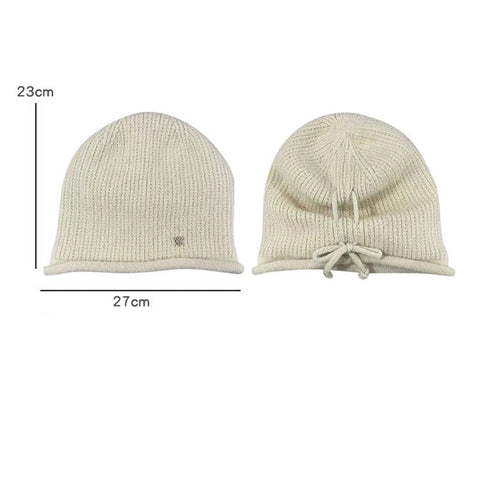 Damen Winter Strickmütze mit Kordelzugsaum