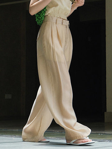 High-Waisted Pleated See-Through Loose Sun-Protection Trousers Casual Pants Bottoms