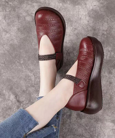 Handgefertigte flache Schuhe aus Mulberry-Plateau-Rindsleder mit Schnürung und Prägung