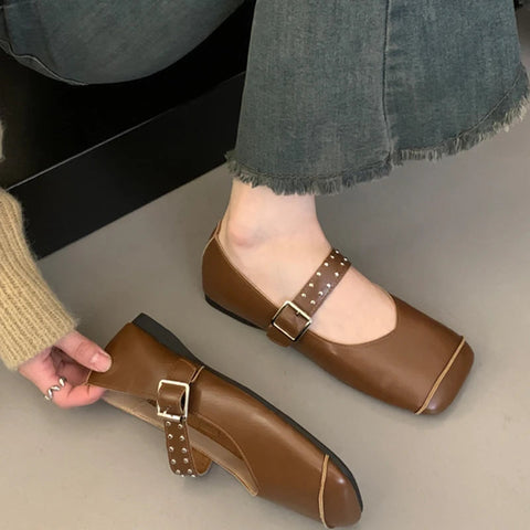 Ballett Tanz Wohnungen Frauen Loafer Schuhe Karree Kleid Flach Weiche Schuhe 2024 Mode Gemütliche Designer Frühling Casual Femme Schuhe