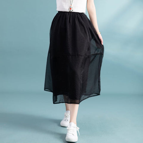 Summer Loose Mesh Casual A-Line Skirt