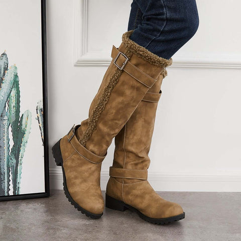 Warm Knee High Snow Boots Winter Fur Lined Riding Boots