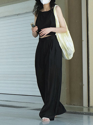 High-Waisted Pleated See-Through Loose Sun-Protection Trousers Casual Pants Bottoms