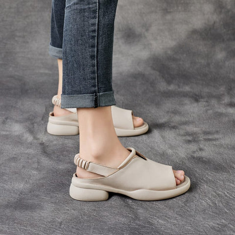 Summer Retro Casual Leather Lug Sole Sandals