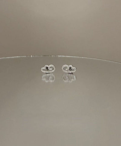Stylish Silk Stainless Steel Zircon Hollow Out Wing Stud Earrings