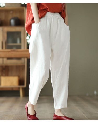 Women Minimalist Casual Loose Linen Pants