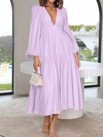 Boho Maxikleid mit Ballonärmeln für den Strandurlaub