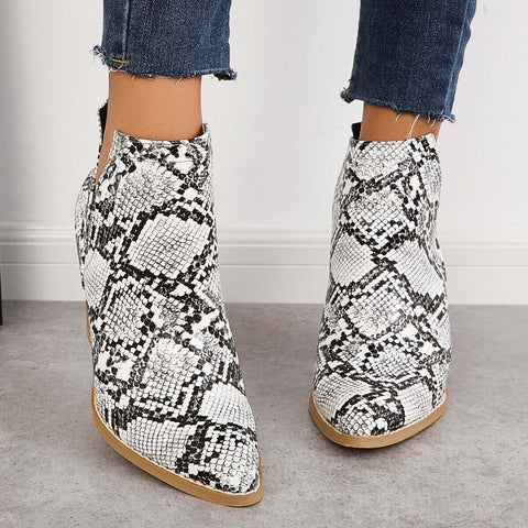 Damen Westernstiefeletten Cowboystiefeletten Cutout Blockabsatz Booties