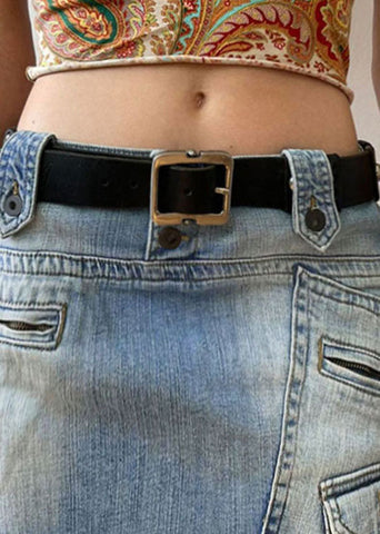 American Style Blue Pockets Zippered Patchwork Sexy Denim Skirt Fall