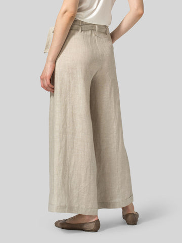 Cotton Linen Wide Leg Long Pants