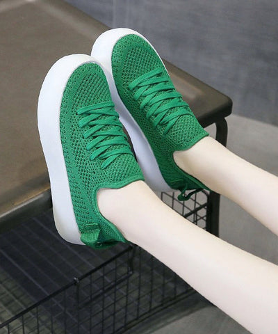 Atmungsaktive Mesh-Schnürschuhe zum Spleißen in Grün für Plattfüße