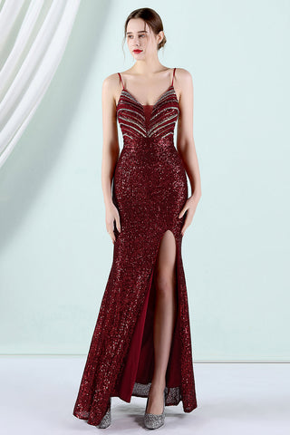 Sequins Sheath Prom Dress with Slit
