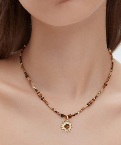 Chic Tungsten steel Gem Stone Pendant Necklace