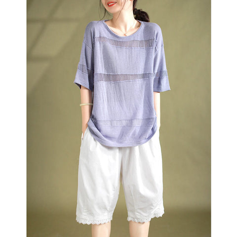 Summer Solid Cotton Trim Casual Shorts