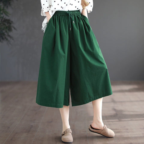 Women Simmer Loose Casual Solid Wide Leg Pants