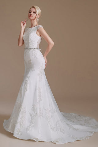 Cap Sleeves Mermaid Lace Wedding Dress Long Online