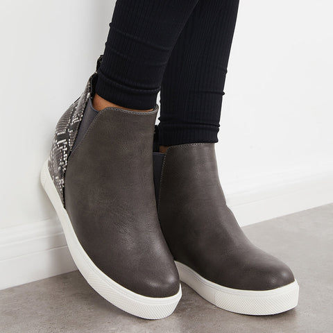 Slip on Hidden Wedge Sneakers Platform Wedge Booties