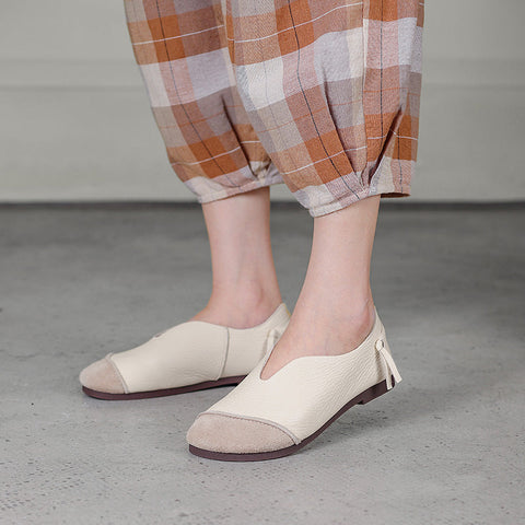 Spring Summer Women Retro Leather Flat Casual Loafers