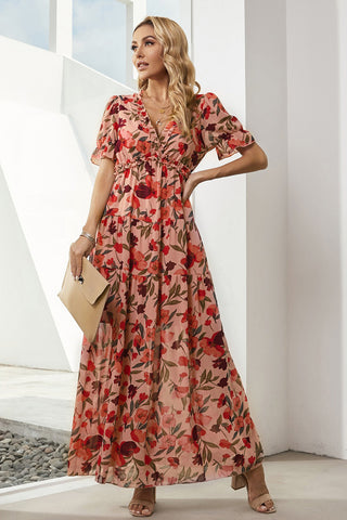 Resort-Maxikleid mit Rüschen und Blumenmuster