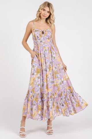 Floral Ruffled Hem Summer Maxi Cami Dress