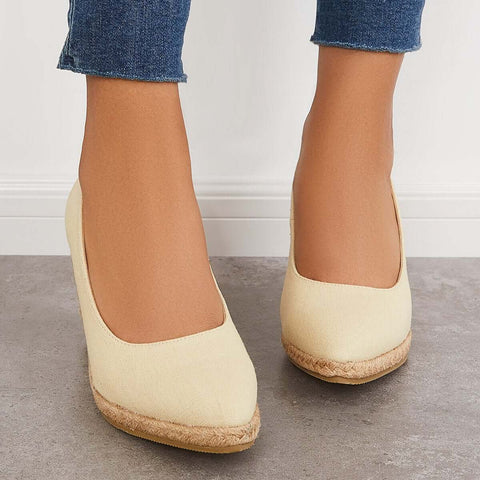 Platform Espadrilles Wedge Sandals Closed Toe Slip on Pumps