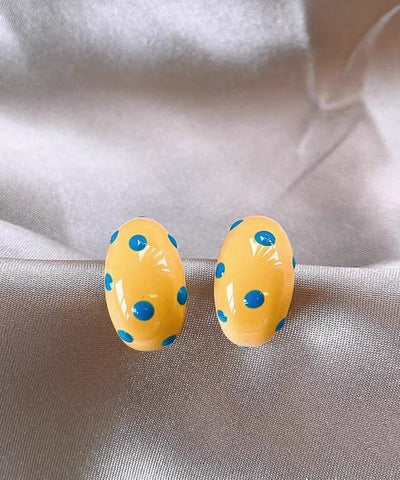Modern Gold Copper Dot Dripping Glaze Hoop Earrings