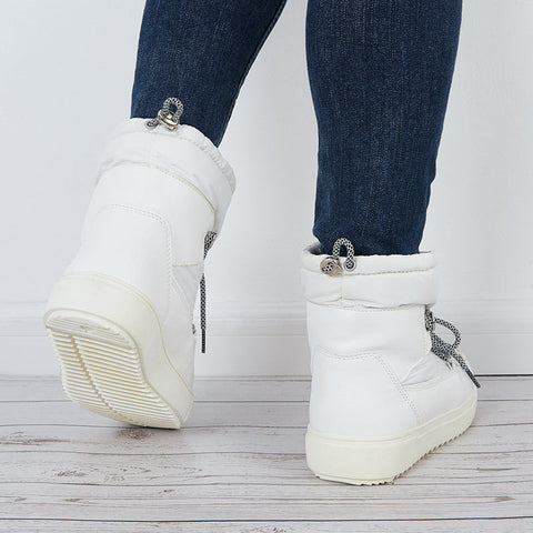 Waterproof Winter Snow Booties Pull on Fur Lining Mid Calf Boots
