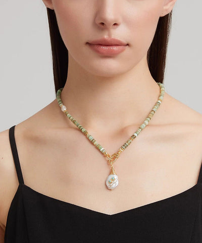 Handmade Baroque Pearl Pendant Gratuated Bead Necklace