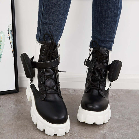 Chunky Platform Combat Ankle Boots Goth Lug Sole Booties