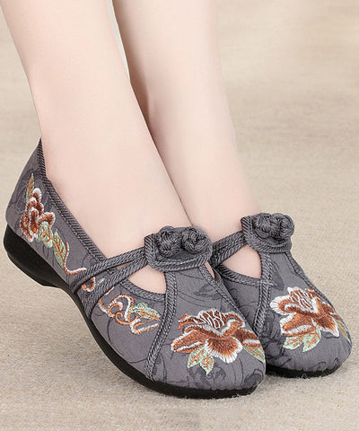 Rote flache Schuhe Baumwollstoff Boho Stickerei Spleißen