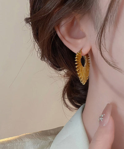 Style Gold Copper Alloy Line Hollow Out Hoop Earrings