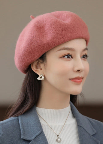 Boutique Vielseitige Baskenmütze aus rosa Wolle