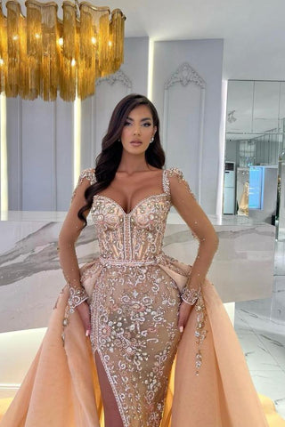 Träger Sweetheart Meerjungfrau Abendkleid Überrock mit Spitze