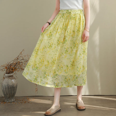 Women Summer Thin Loose Casual Floral Skirt