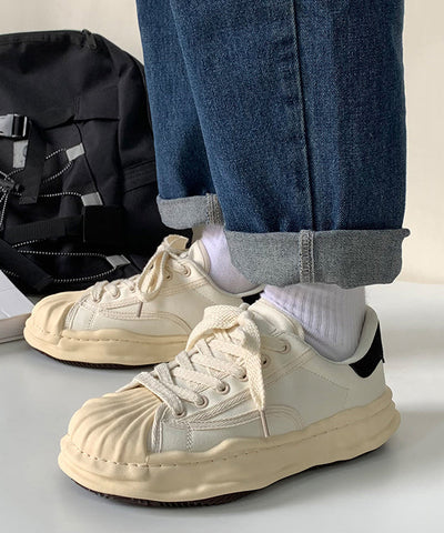 Schwarze Plateauschuhe mit lässigem Spleißen, flache Schuhe zum Schnüren